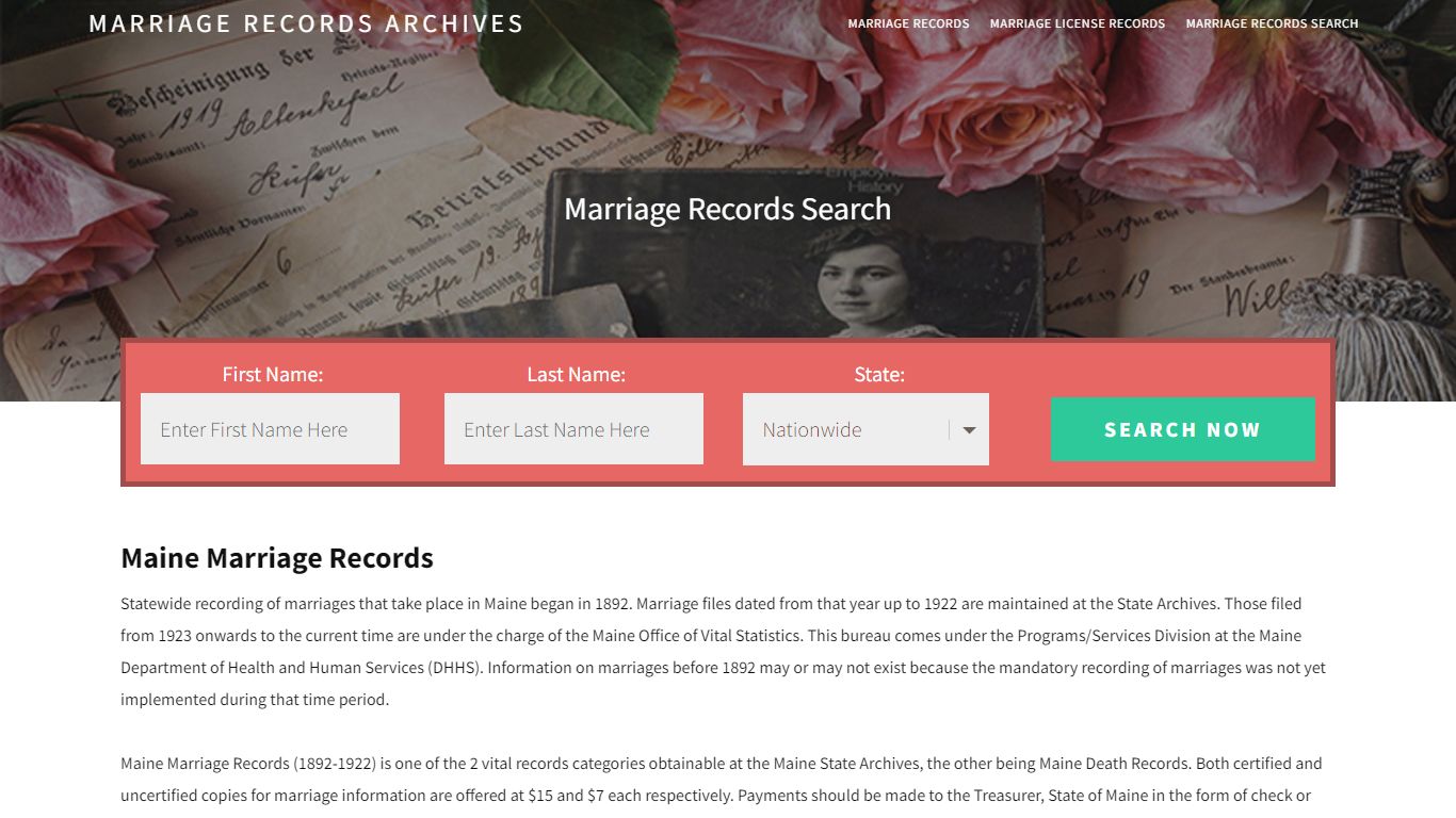 Maine Marriage Records | Enter Name and Search | 14 Days Free